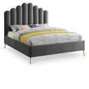  Color_Grey  Size_Queen  -- Lily Grey Velvet Upholstered Queen Bed IMAGE 1