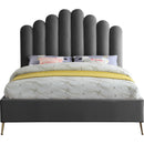  Color_Grey  Size_Queen  -- Lily Grey Velvet Upholstered Queen Bed IMAGE 3