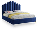  Color_Navy  Size_Queen  -- Lily Navy Velvet Upholstered Queen Bed IMAGE 1