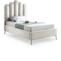  Color_Cream Size_Twin -- Meridian Lily Upholstered Panel Bed IMAGE 1