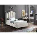  Color_Cream  Size_Twin  -- Lily Cream Velvet Upholstered Twin Bed IMAGE 2
