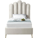  Color_Cream  Size_Twin  -- Lily Cream Velvet Upholstered Twin Bed IMAGE 3