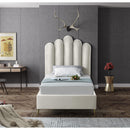  Color_Cream  Size_Twin  -- Lily Cream Velvet Upholstered Twin Bed IMAGE 4