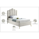  Color_Cream  Size_Twin  -- Lily Cream Velvet Upholstered Twin Bed IMAGE 7