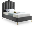  Color_Grey Size_Twin -- Lily Grey Velvet Upholstered Twin Bed IMAGE 1
