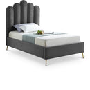  Color_Grey  Size_Twin  -- Lily Grey Velvet Upholstered Twin Bed IMAGE 1