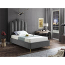  Color_Grey  Size_Twin  -- Lily Grey Velvet Upholstered Twin Bed IMAGE 2