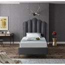 Color_Grey  Size_Twin  -- Lily Grey Velvet Upholstered Twin Bed IMAGE 4