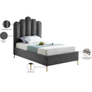 Color_Grey  Size_Twin  -- Lily Grey Velvet Upholstered Twin Bed IMAGE 7