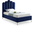  Color_Navy Size_Twin -- Lily Navy Velvet Upholstered Twin Bed IMAGE 1
