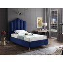  Color_Navy  Size_Twin  -- Lily Navy Velvet Upholstered Twin Bed IMAGE 2
