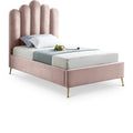  Color_Pink Size_Twin -- Lily Pink Velvet Upholstered Twin Bed IMAGE 1