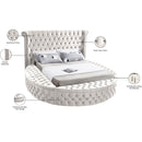  Color_Cream Size_Full -- Luxus Cream Velvet Upholstered Full Bed IMAGE 12