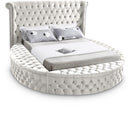 Color_Cream Size_Full -- Luxus Cream Velvet Upholstered Full Bed IMAGE 1