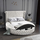  Color_Cream  Size_Full  -- Luxus Cream Velvet Upholstered Full Bed IMAGE 4