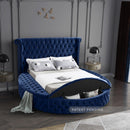  Color_Navy  Size_Full  -- Luxus Navy Velvet Upholstered Full Bed IMAGE 4
