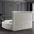  Color_Cream  Size_King  -- Luxus Cream Velvet Upholstered King Bed IMAGE 10