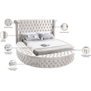  Color_Cream  Size_King  -- Luxus Cream Velvet Upholstered King Bed IMAGE 12