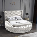  Color_Cream  Size_King  -- Luxus Cream Velvet Upholstered King Bed IMAGE 3