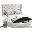  Color_Cream  Size_Queen  -- Luxus Cream Velvet Upholstered Queen Bed IMAGE 2