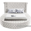  Color_Cream  Size_Queen  -- Luxus Cream Velvet Upholstered Queen Bed IMAGE 5