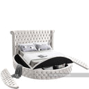  Color_Cream  Size_Queen  -- Luxus Cream Velvet Upholstered Queen Bed IMAGE 7