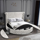  Color_Cream  Size_Queen  -- Luxus Cream Velvet Upholstered Queen Bed IMAGE 8