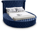  Color_Navy  Size_Queen  -- Luxus Navy Velvet Upholstered Queen Bed IMAGE 1