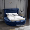  Color_Navy  Size_Queen  -- Luxus Navy Velvet Upholstered Queen Bed IMAGE 3