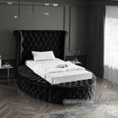  Color_Black  Size_Twin  -- Luxus Black Velvet Upholstered Twin Bed IMAGE 3