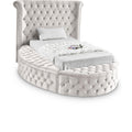  Color_Cream Size_Twin -- Luxus Cream Velvet Upholstered Twin Bed IMAGE 1