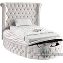  Color_Cream  Size_Twin  -- Luxus Cream Velvet Upholstered Twin Bed IMAGE 2