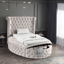  Color_Cream  Size_Twin  -- Luxus Cream Velvet Upholstered Twin Bed IMAGE 4