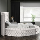  Color_Cream  Size_Twin  -- Luxus Cream Velvet Upholstered Twin Bed IMAGE 9