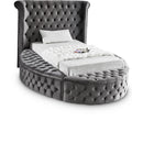  Color_Grey  Size_Twin  -- Luxus Grey Velvet Upholstered Twin Bed IMAGE 1