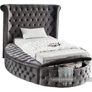  Color_Grey  Size_Twin  -- Luxus Grey Velvet Upholstered Twin Bed IMAGE 2