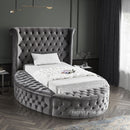  Color_Grey  Size_Twin  -- Luxus Grey Velvet Upholstered Twin Bed IMAGE 3