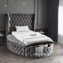  Color_Grey  Size_Twin  -- Luxus Grey Velvet Upholstered Twin Bed IMAGE 4