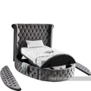  Color_Grey  Size_Twin  -- Luxus Grey Velvet Upholstered Twin Bed IMAGE 7
