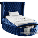  Color_Navy  Size_Twin  -- Luxus Navy Velvet Upholstered Twin Bed IMAGE 2