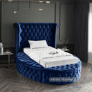  Color_Navy  Size_Twin  -- Luxus Navy Velvet Upholstered Twin Bed IMAGE 3