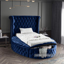  Color_Navy  Size_Twin  -- Luxus Navy Velvet Upholstered Twin Bed IMAGE 4