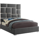  Color_Grey  Size_King  -- Milan Grey Vegan Leather Upholstered King Bed IMAGE 1