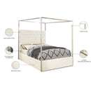  Color_White  Size_King  -- Porter White Velvet Upholstered King Bed IMAGE 4