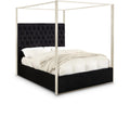  Color_Black Size_Queen -- Meridian Porter Upholstered Canopy Bed IMAGE 1