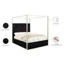  Color_Black  Size_Queen  -- Porter Black Velvet Upholstered Queen Bed IMAGE 4