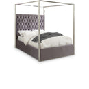  Color_Grey  Size_Queen  -- Porter Grey Velvet Upholstered Queen Bed IMAGE 1