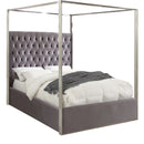 Meridian Porter Queen Upholstered Canopy Bed PorterGrey-Q IMAGE 1
