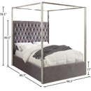 Meridian Porter Grey Velvet Queen Bed IMAGE 3