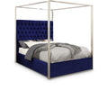  Color_Navy Size_Queen -- Porter Navy Velvet Upholstered Queen Bed IMAGE 1
